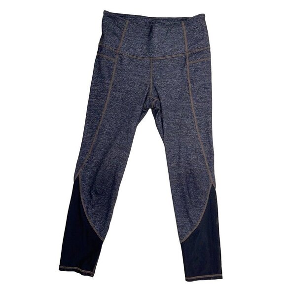 Athleta SIZE XS Gray Charcoal Heathered Capri Leggings w Black Mesh Bottom - Picture 1 of 5